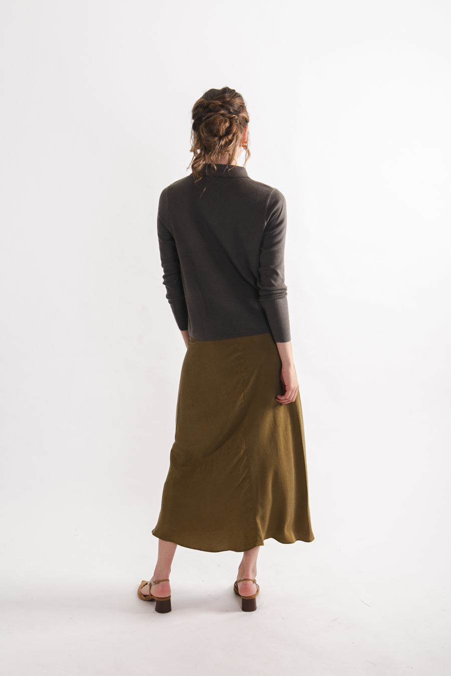 Chaleco Algodón y Lana Merino Sandra Oliva Oscuro