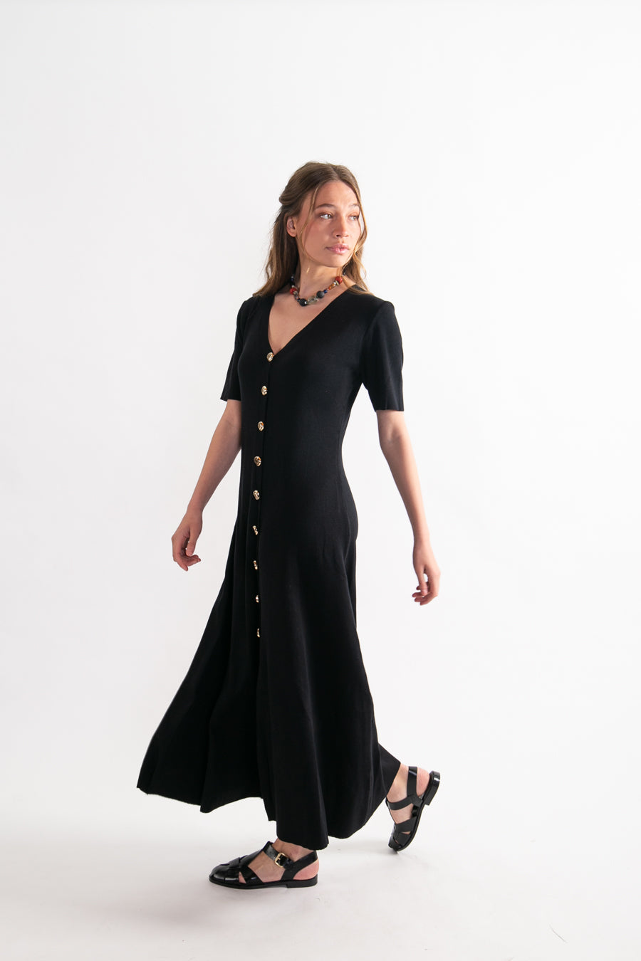 Vestido largo Viscosa Marisa Negro
