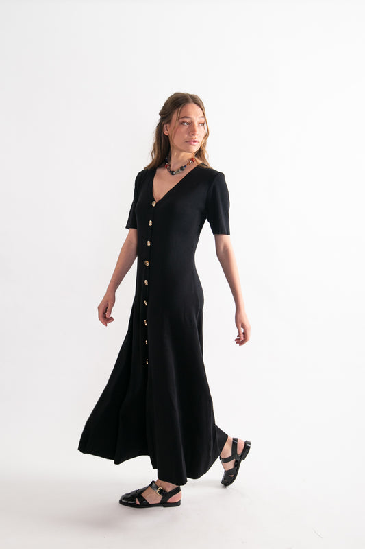 Vestido largo Viscosa Marisa Negro