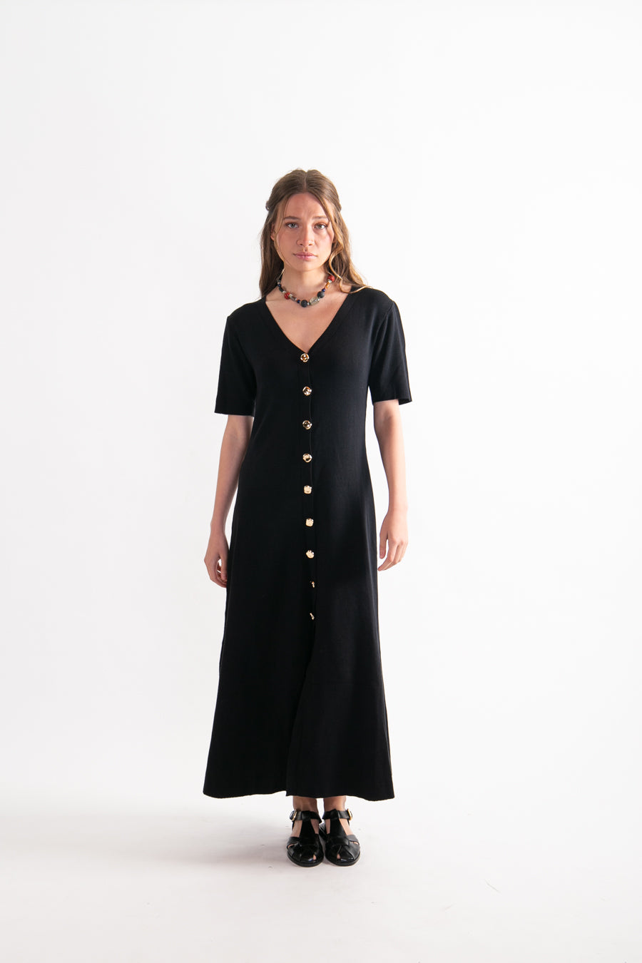 Vestido largo Viscosa Marisa Negro