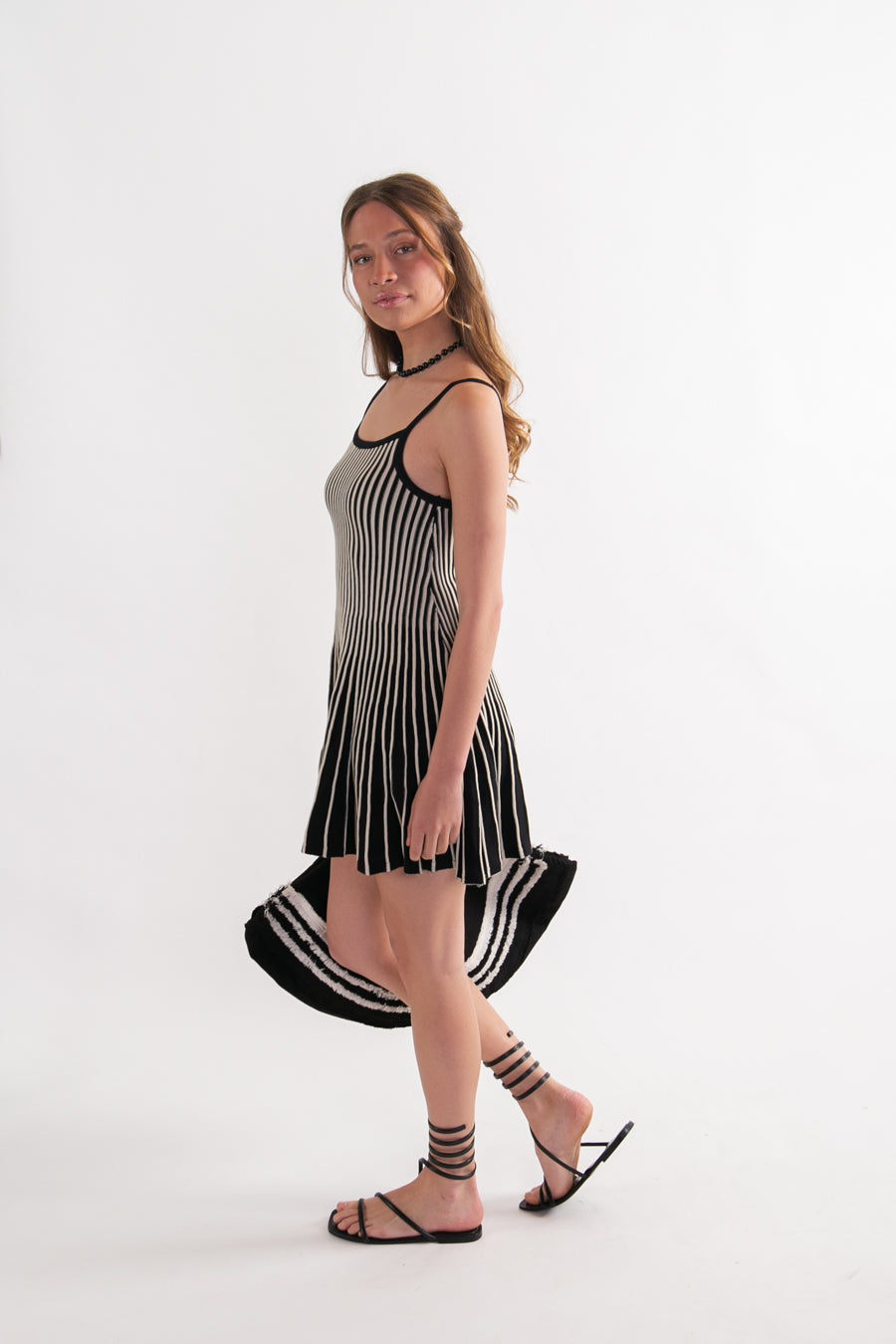 Vestido corto Viscosa Nell Negro/Blanco