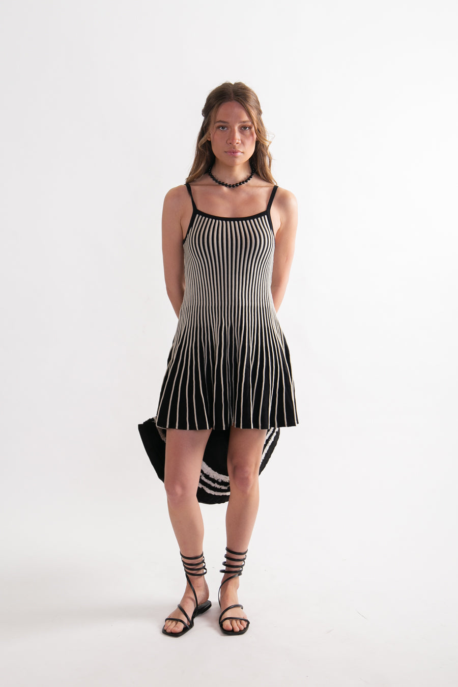 Vestido corto Viscosa Nell Negro/Blanco