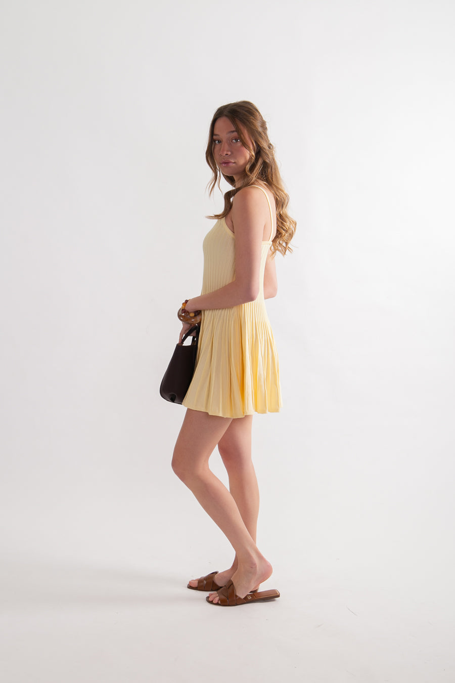 Vestido corto Viscosa Nell Amarillo Mantequilla