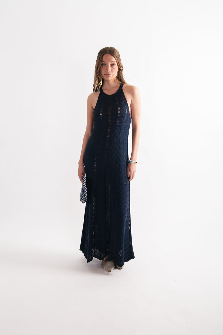 Vestido largo Algodón Elita Azul Marino