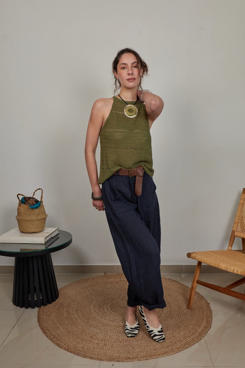 JH Pantalón Cinturón Azul