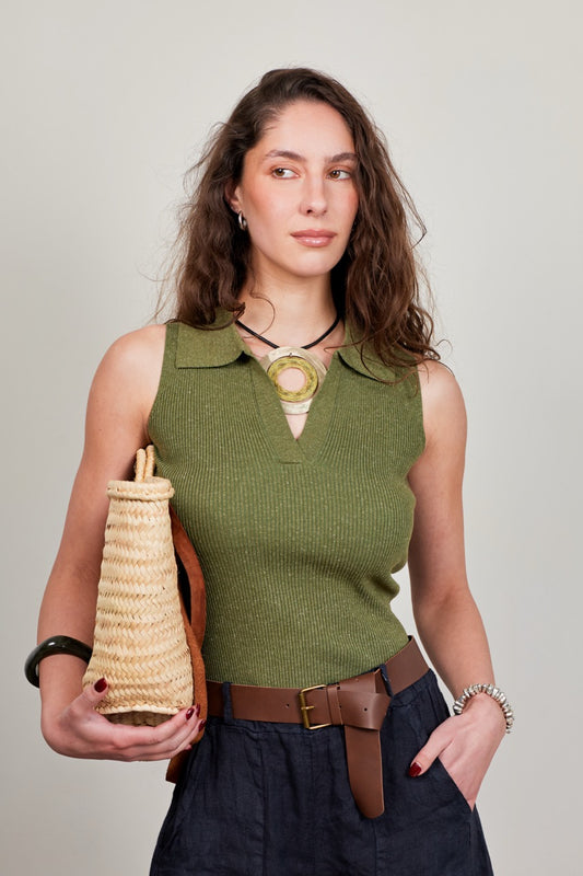 Top Lino Mali Oliva