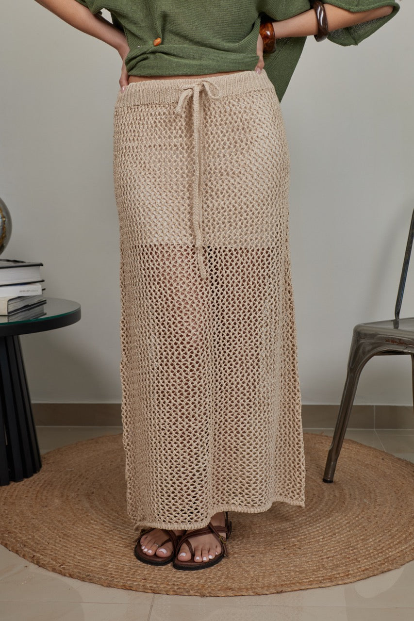 Falda Algodón Leda Beige