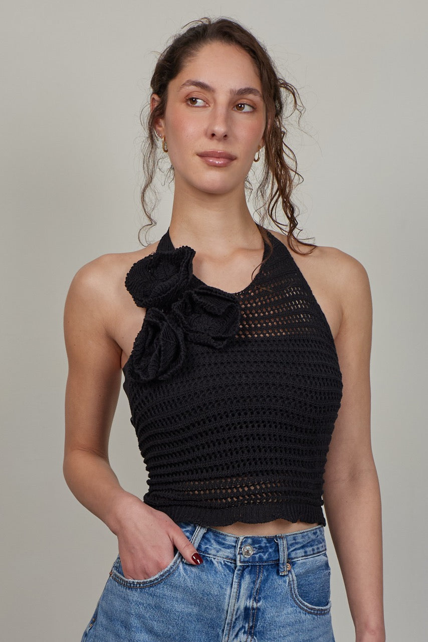 Top 100% Algodón Giulia Negro