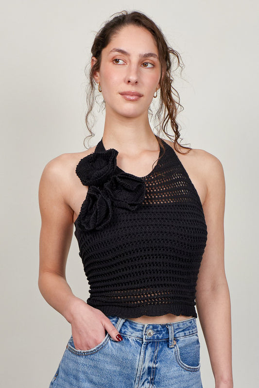 Top 100% Algodón Giuliana Negro