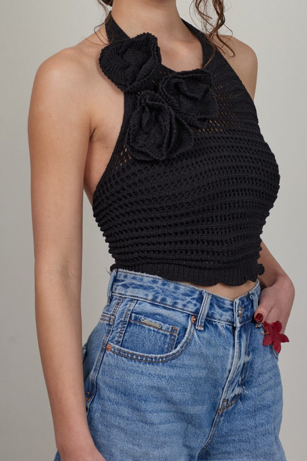 Top 100% Algodón Giulia Negro