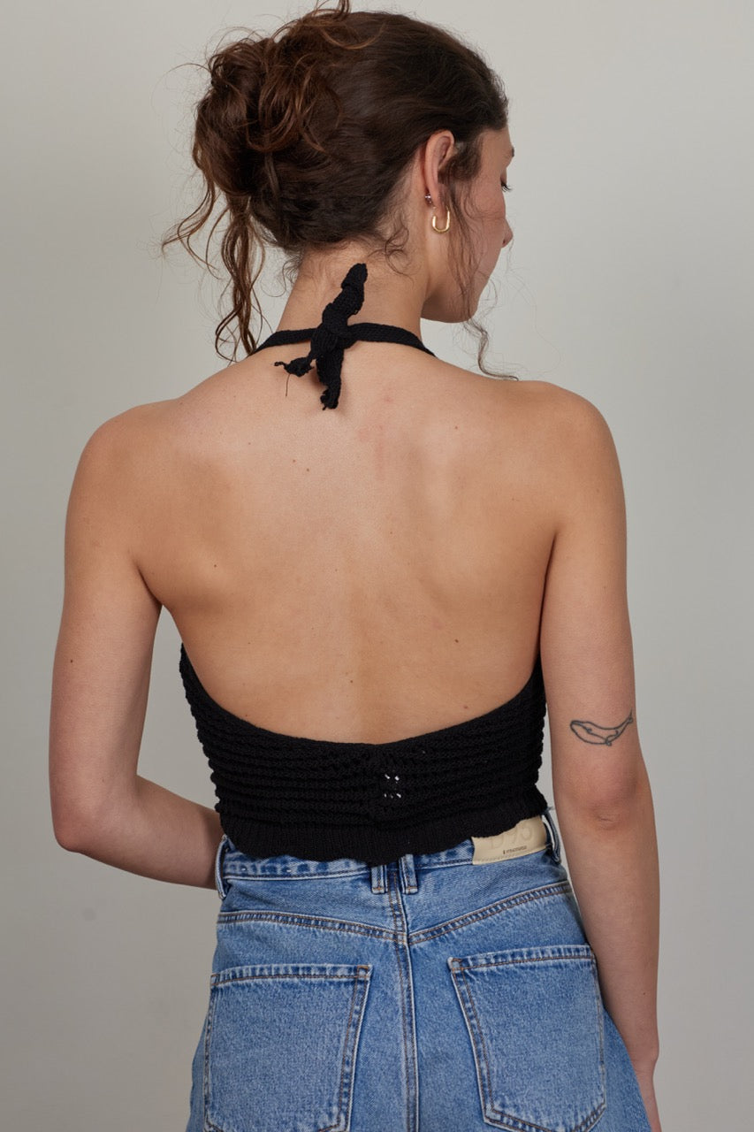 Top 100% Algodón Giulia Negro