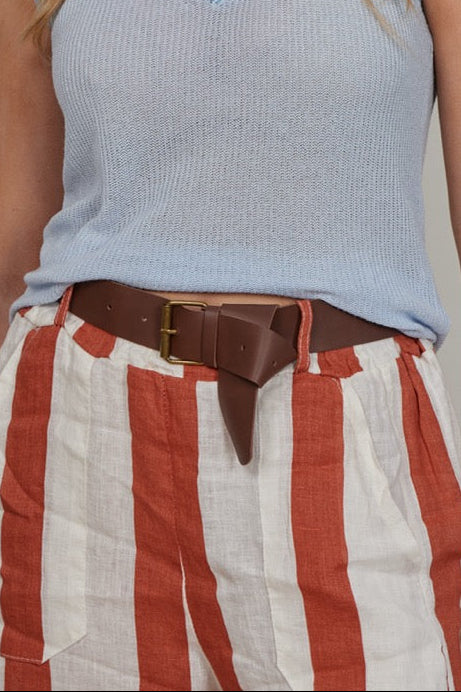 JH Pantalón Cinturón Naranjo/Blanco