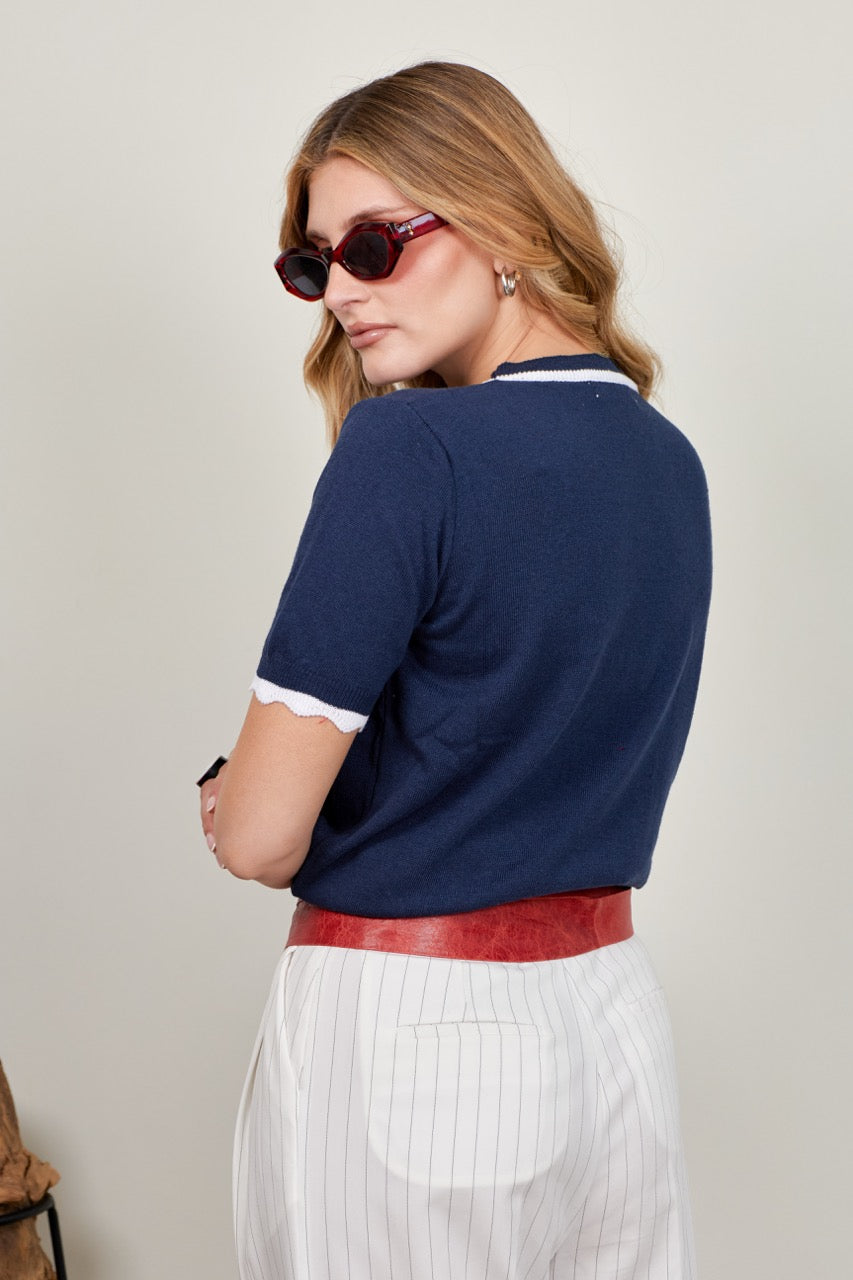 Top Algodón Brera Azul