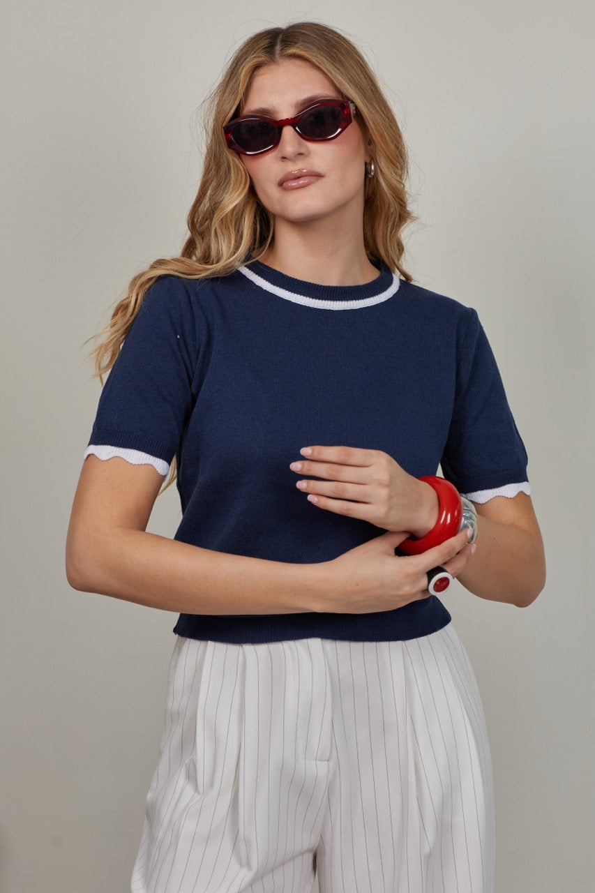 Top Algodón Brera Azul